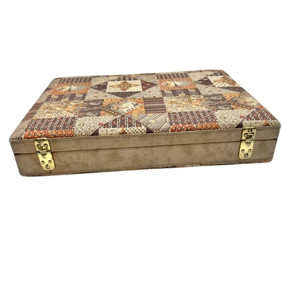 Vintage Patchwork Tapestry Briefcase With Handle Key Lock Keys Included 17x12x3 - Picture 10 of 14